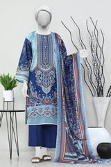 3PC Blue Unstitched Printed Lawn Suit