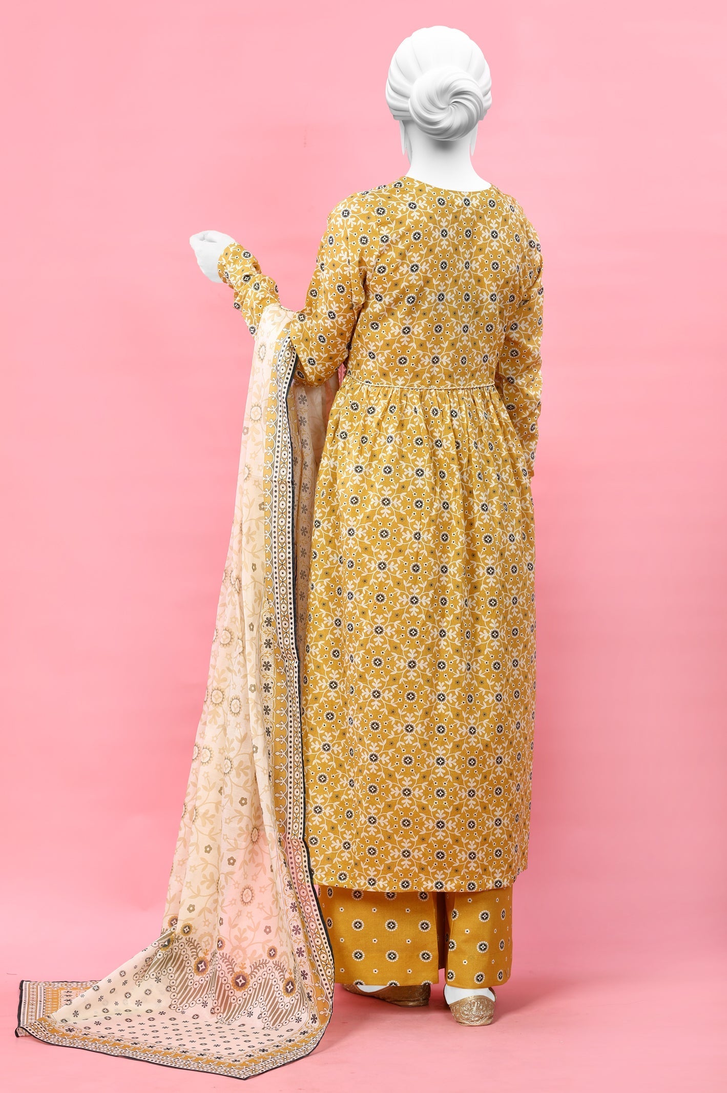 Yellow 3PC Unstitched Lawn Printed Suit - Diners