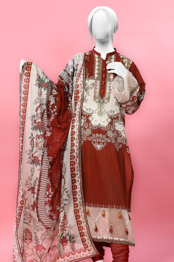 3PC Unstitched Lawn Printed Suit - Diners