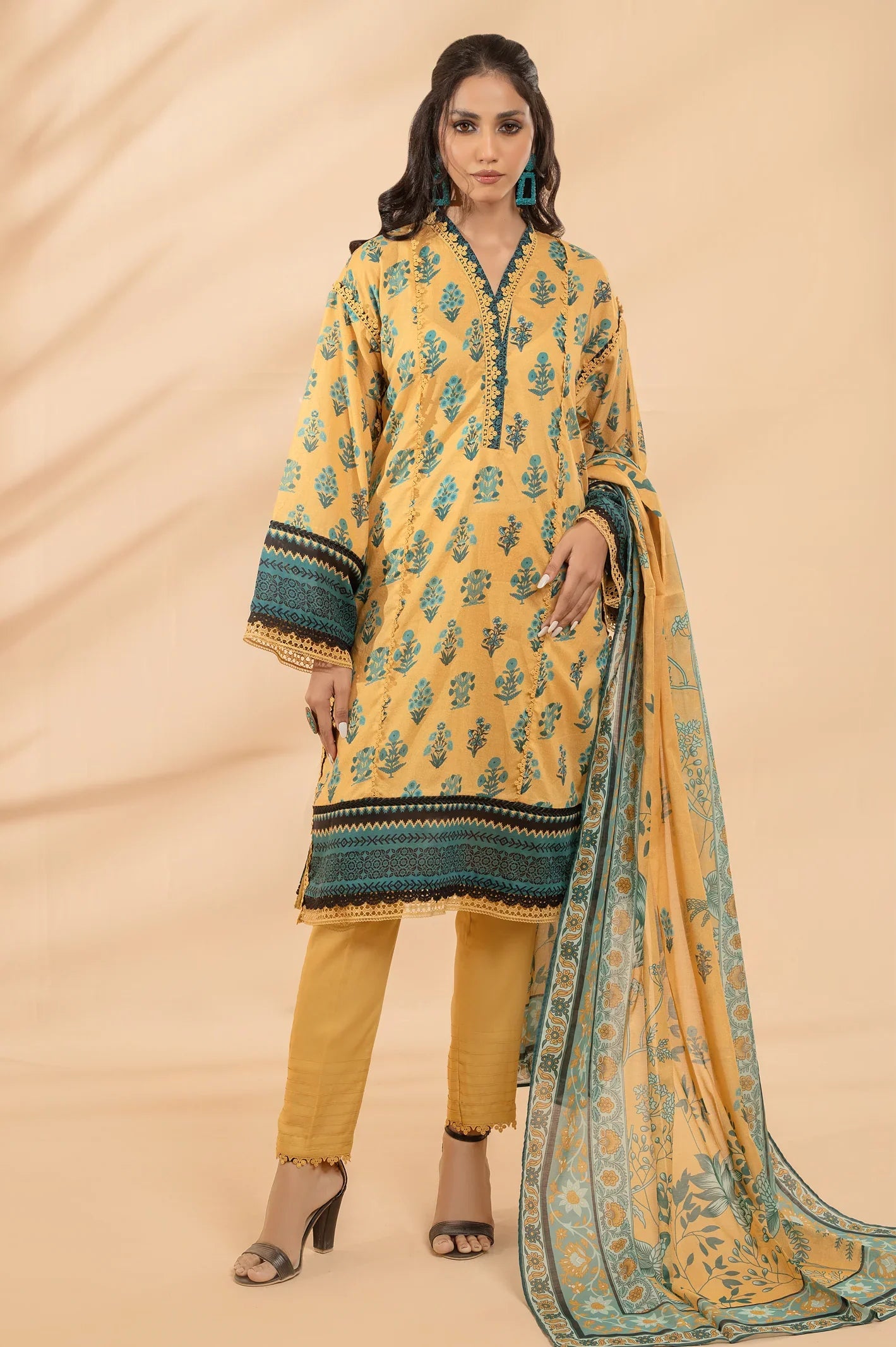 3PC Unstitched Lawn Printed Suit - Diners