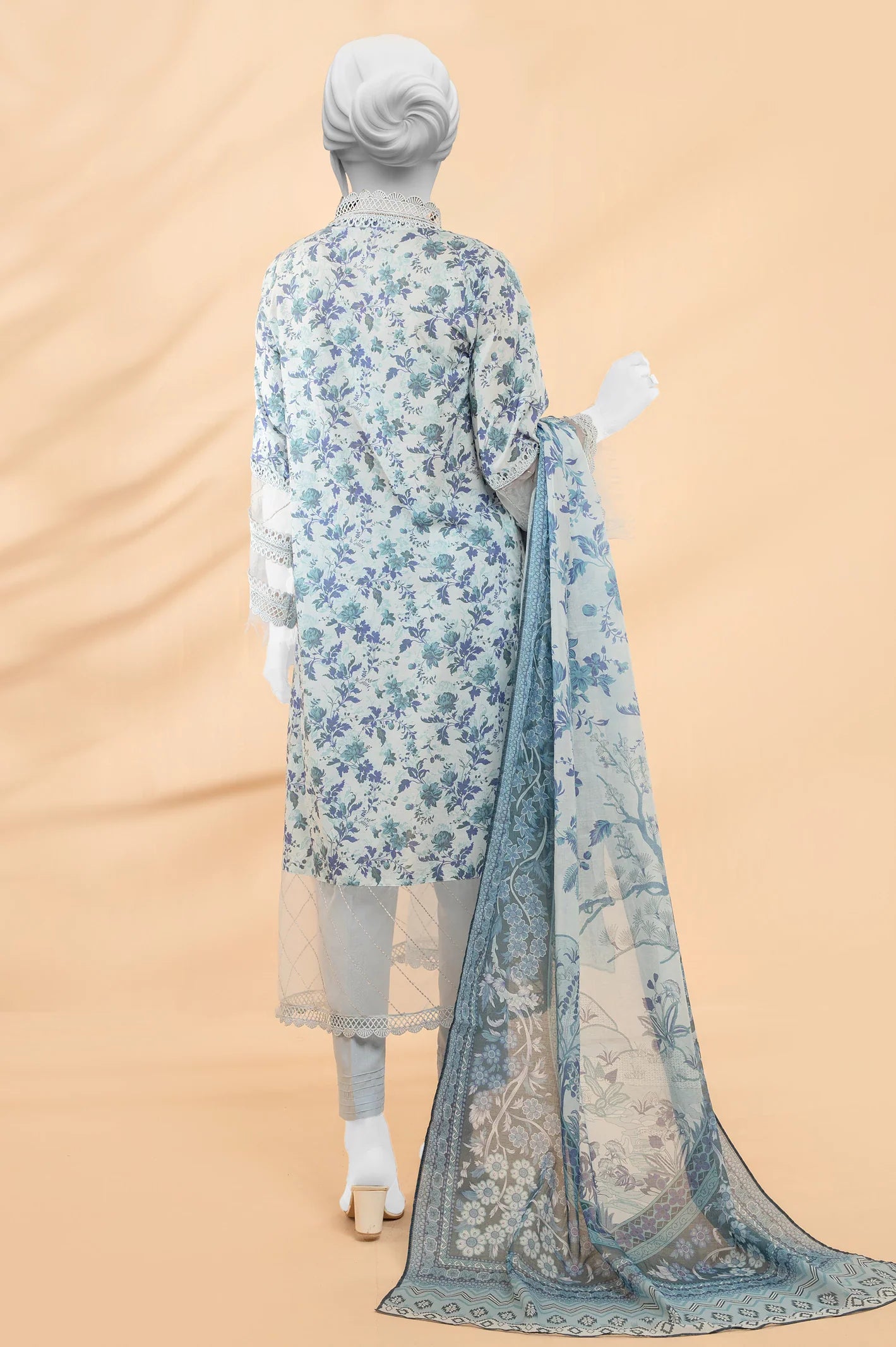 Sky Blue Printed Embroidered 3PC Unstitched From Sohaye By Diner