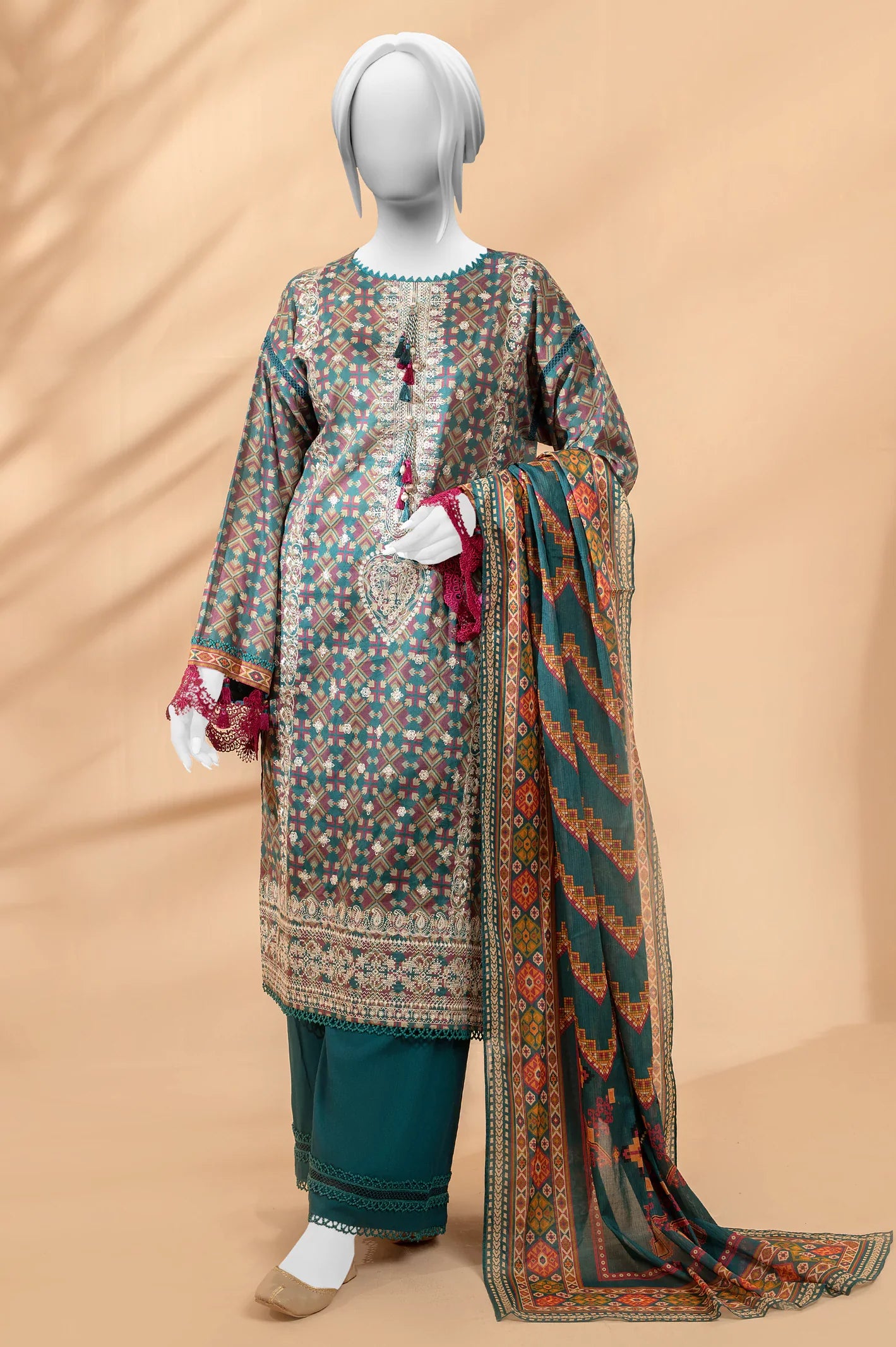 Green Embroidered Printed 3PC Unstitched From Sohaye By Diner