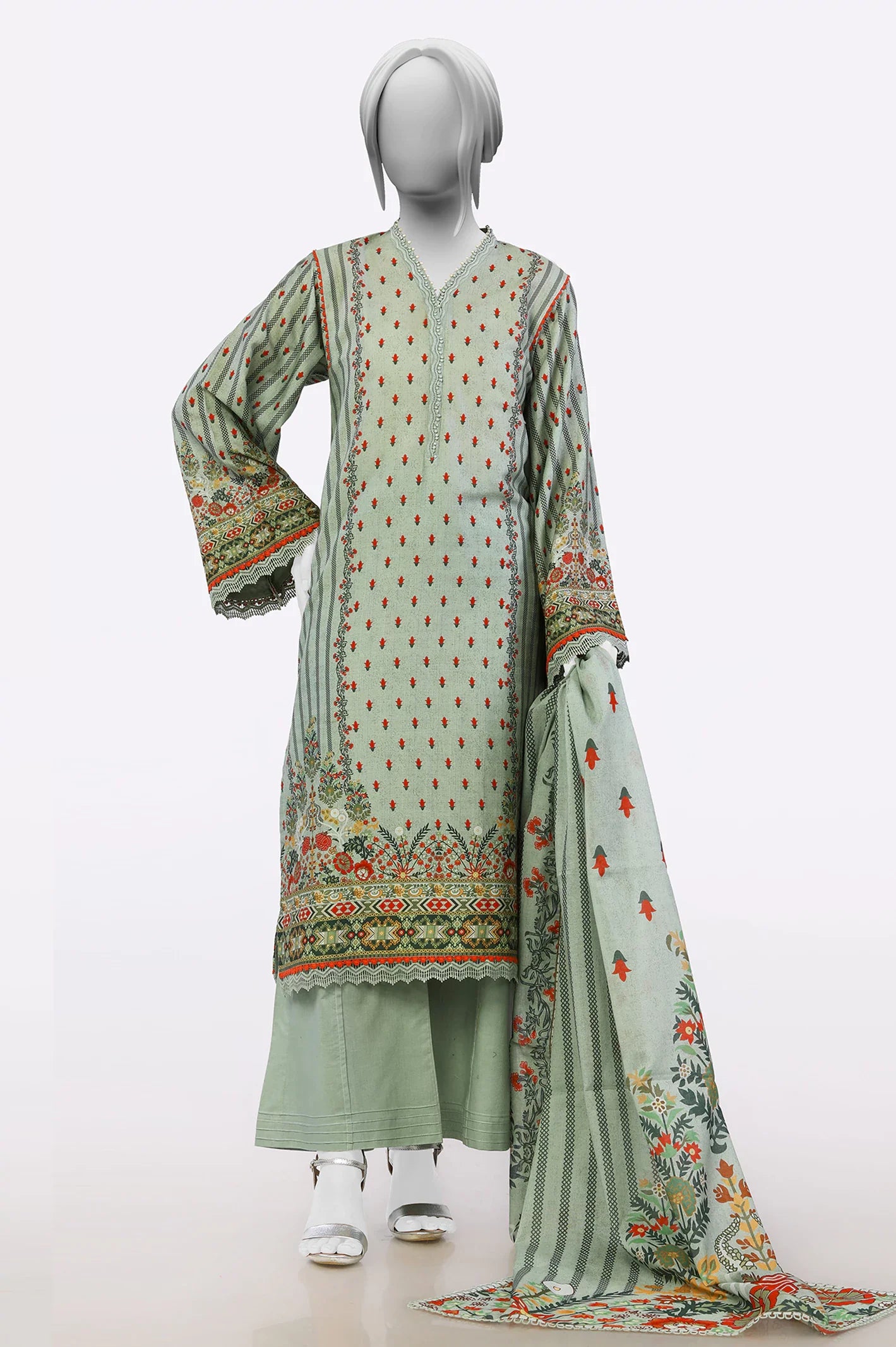 Green Digital Print 3PC Unstitched From Sohaye By Diner