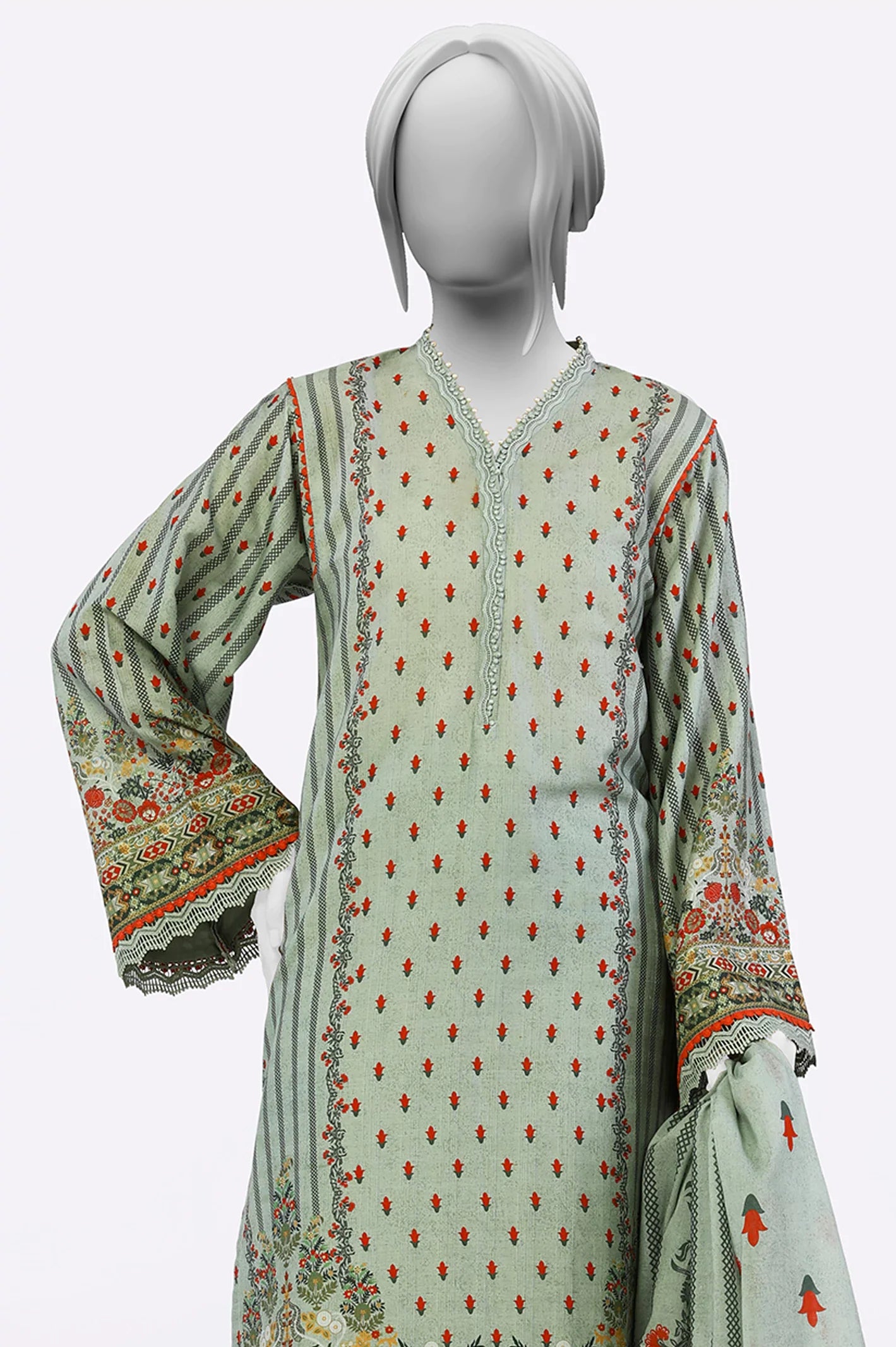 Green Digital Print 3PC Unstitched From Sohaye By Diner