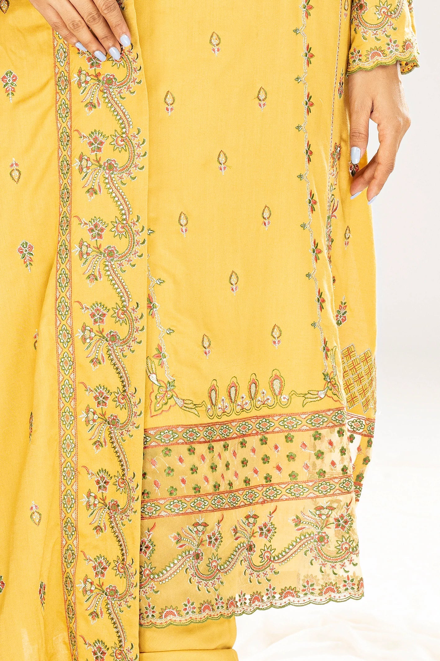Golden Viscose Embroidered 3PC Unstitched From Sohaye By Diners