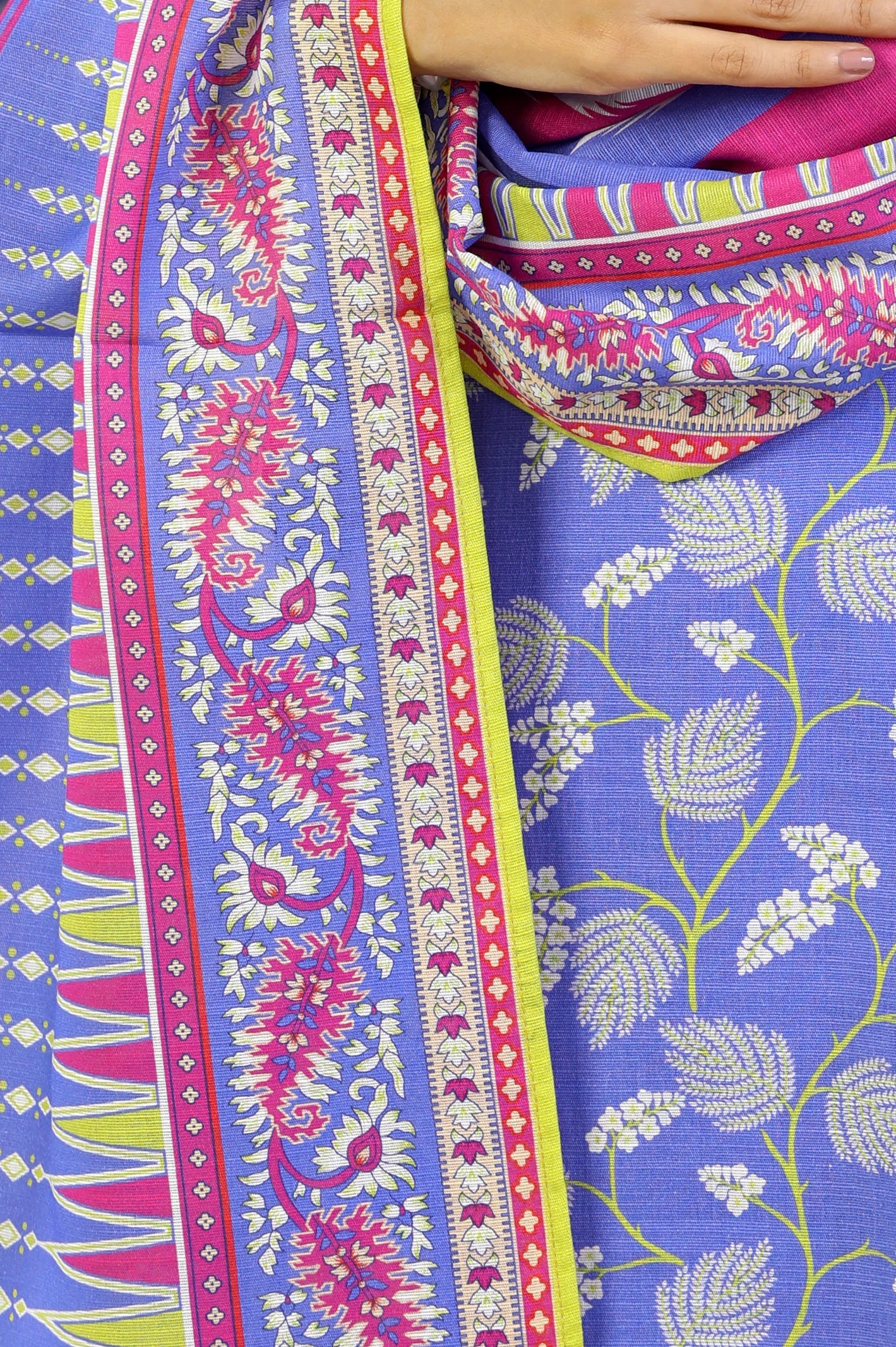 Blue Khaddar Printed 3PC Unstitched From Sohaye By Diners