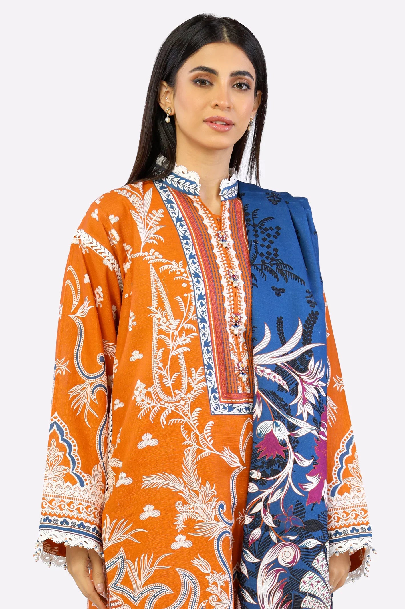Rust Khaddar Printed 3PC Unstitched From Sohaye By Diners