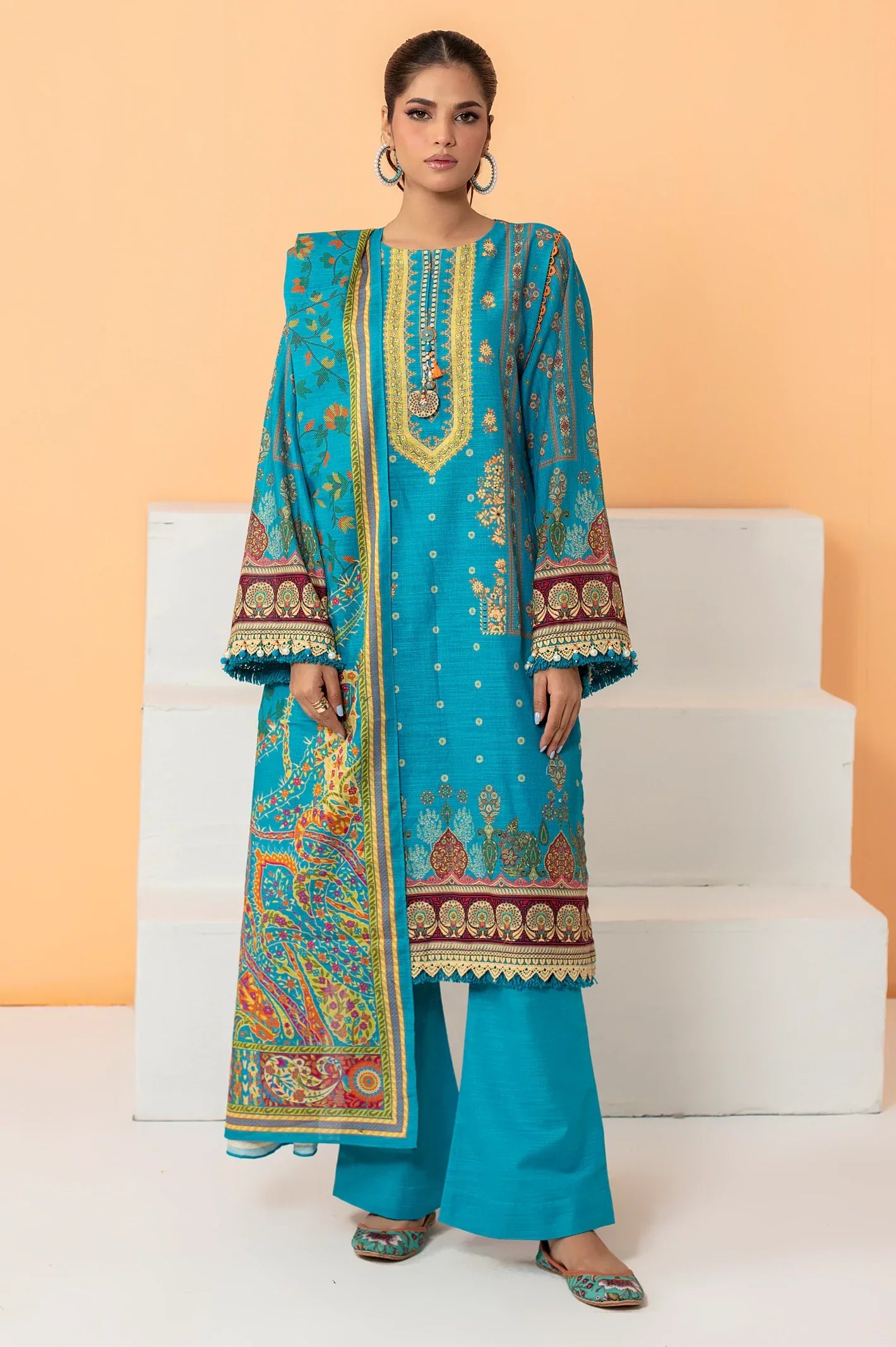 Ferozi Khaddar Printed 3PC Unstitched Suit From Sohaye By Diners
