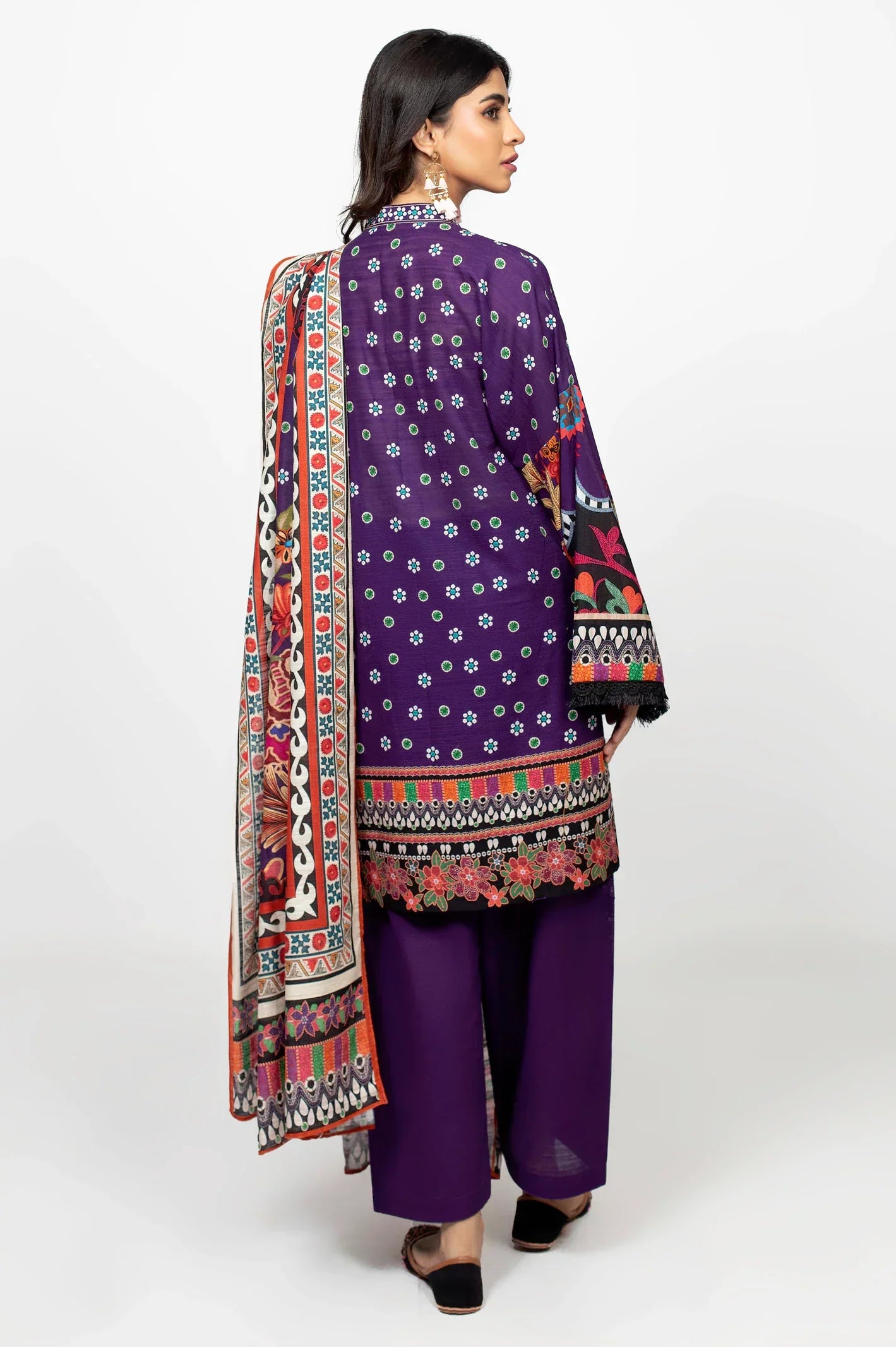 Purple Khaddar Printed 3PC Unstitched Suit From Sohaye By Diners