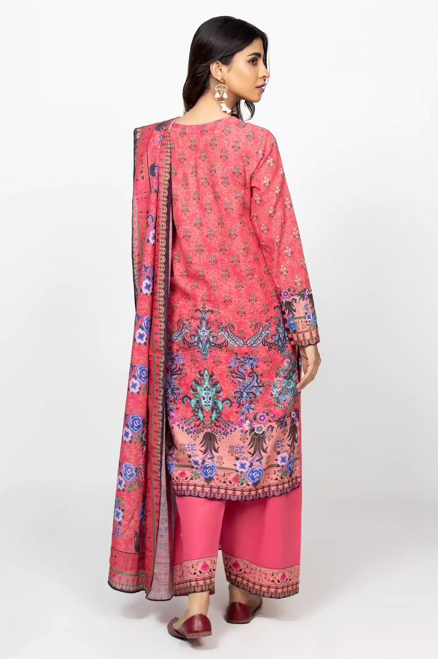 Pink Khaddar Printed 3PC Unstitched Suit From Sohaye By Diners