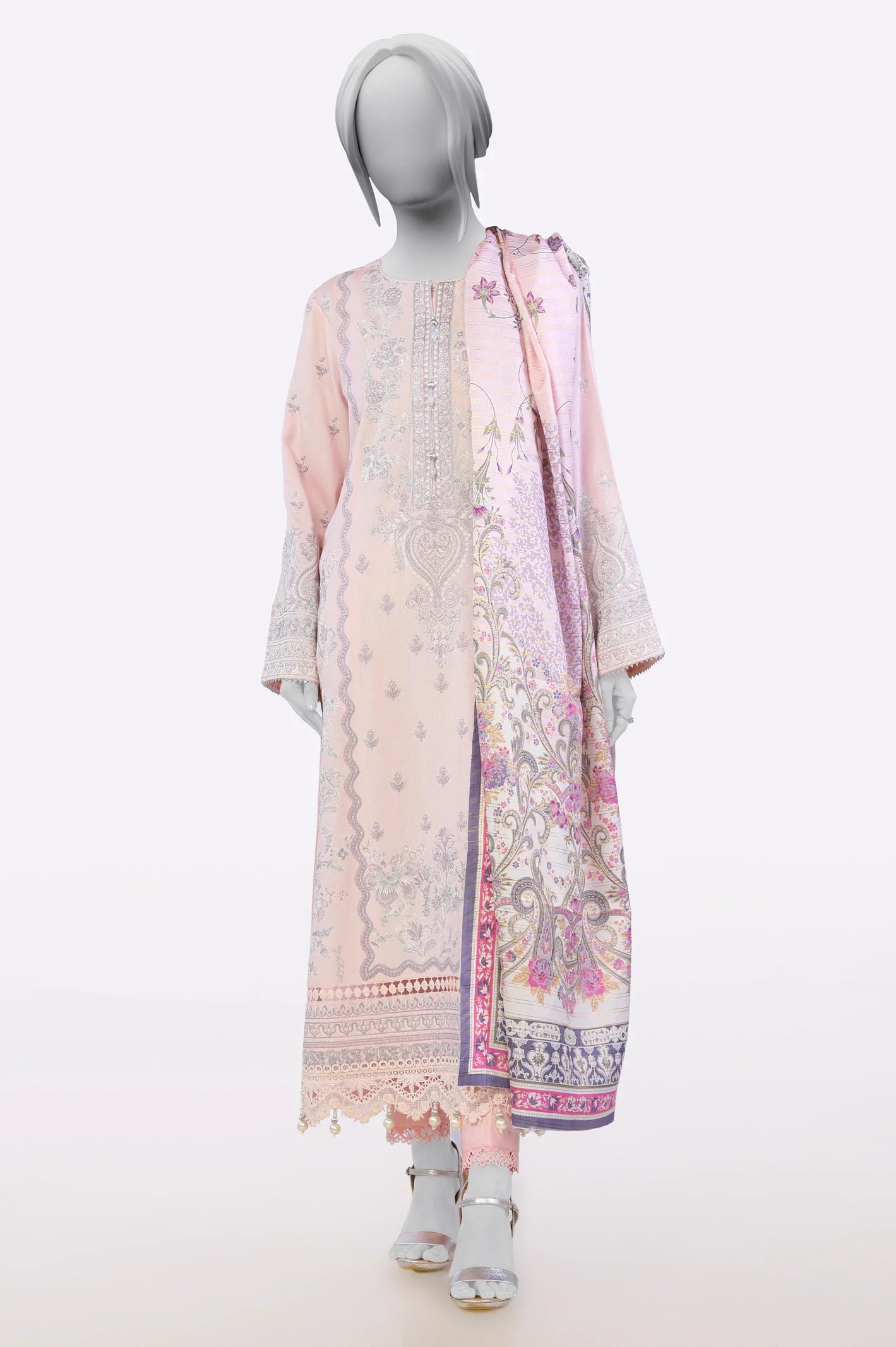 Pink Embroidered 3PC Unstitched From Sohaye By Diner