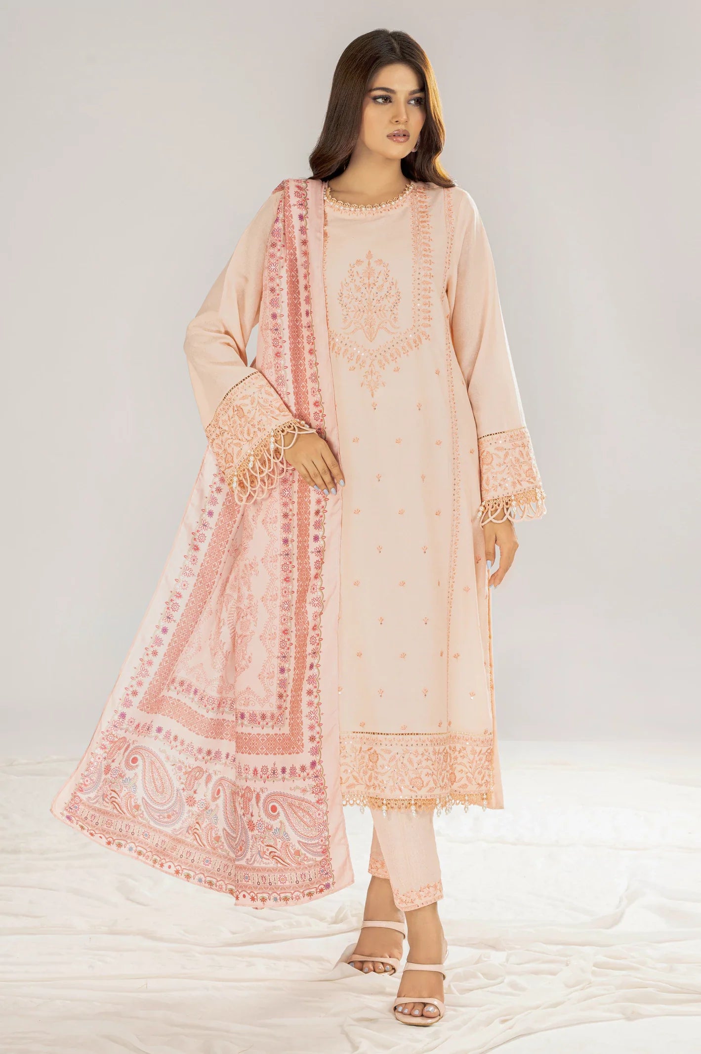 Light Pink Viscose Embroidered 3PC Unstitched From Sohaye By Diners