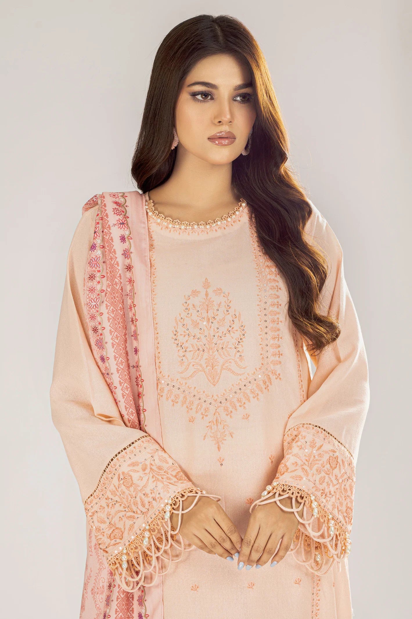 Light Pink Viscose Embroidered 3PC Unstitched From Sohaye By Diners