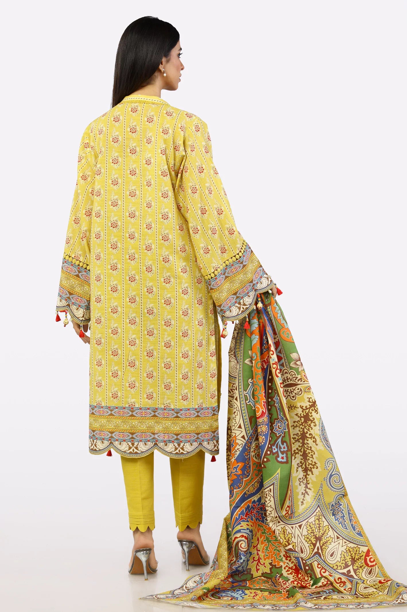 Mustard Khaddar Printed 3PC Unstitched From Sohaye By Diners