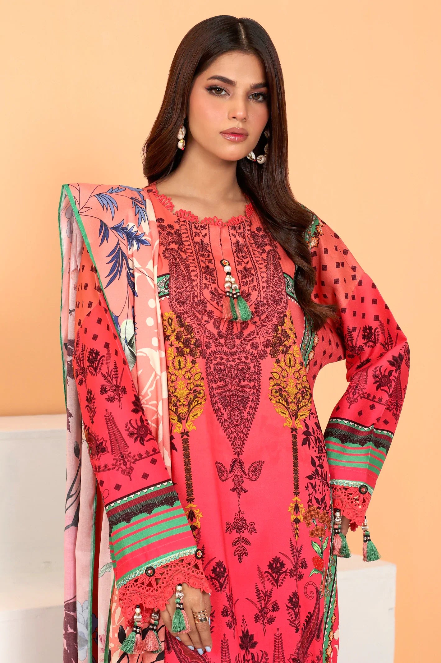 Pink Viscose Printed 3PC Unstitched From Sohaye By Diners