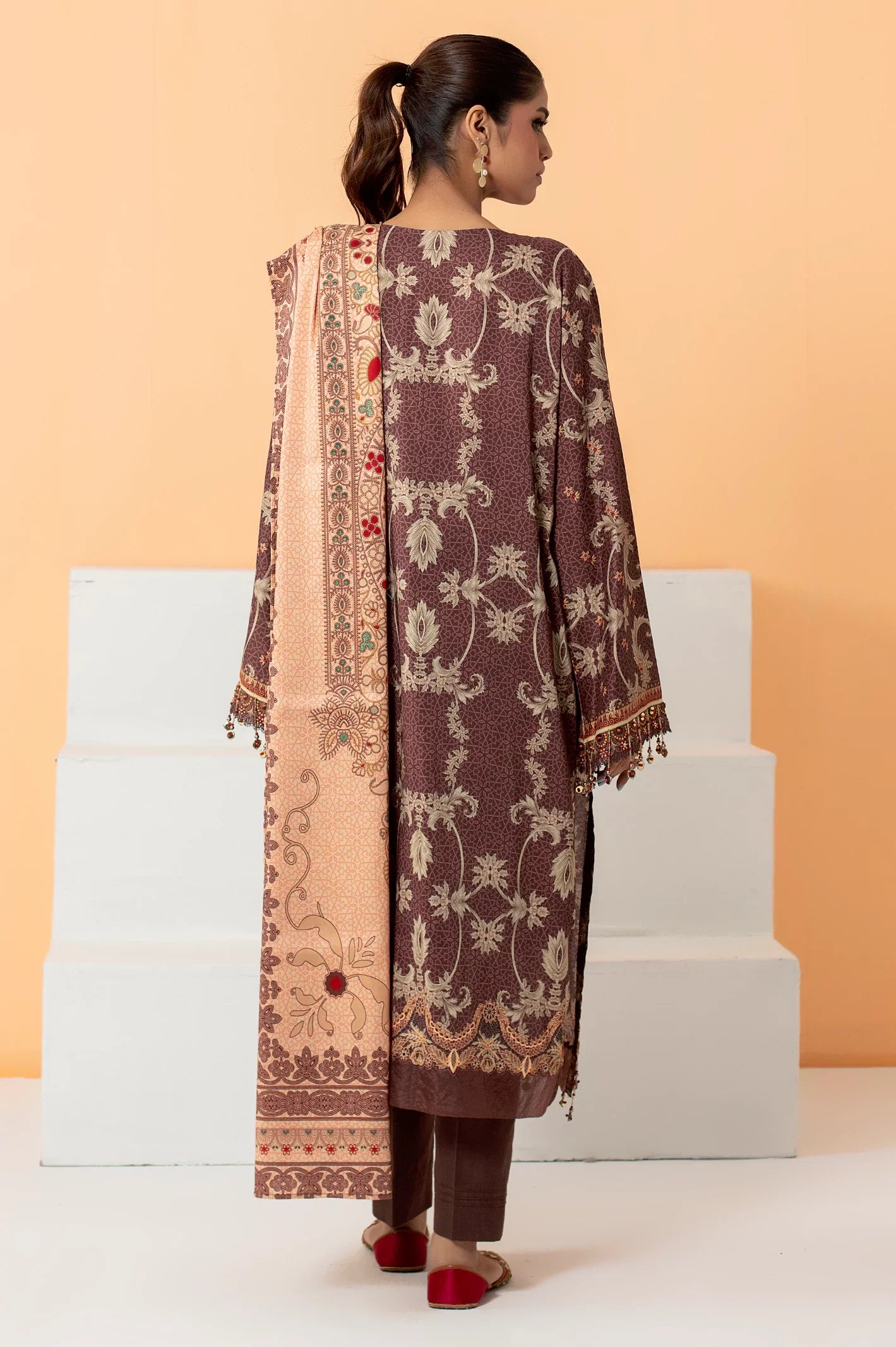 Brown Viscose Printed 3PC Unstitched From Sohaye By Diners