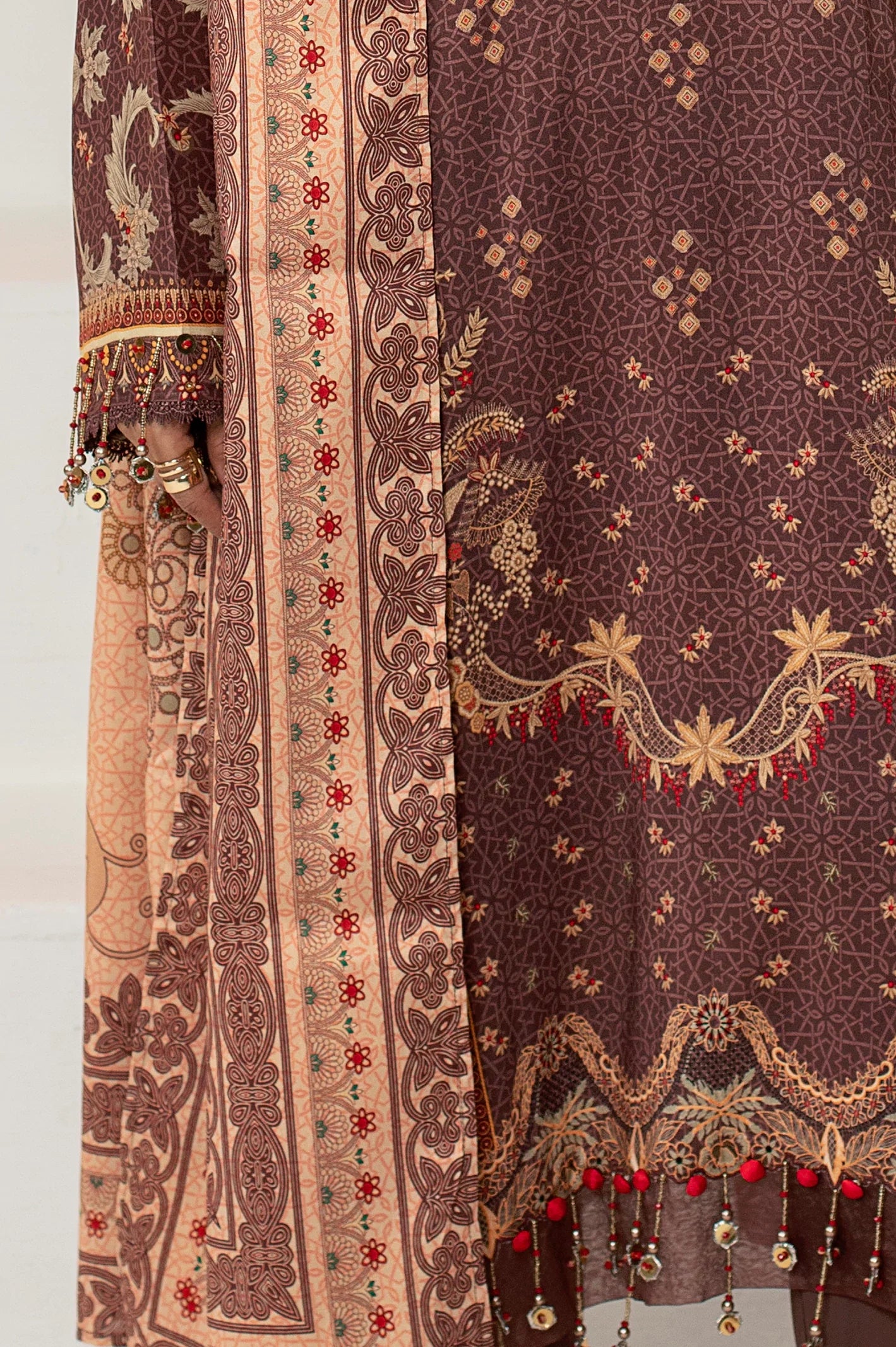 Brown Viscose Printed 3PC Unstitched From Sohaye By Diners