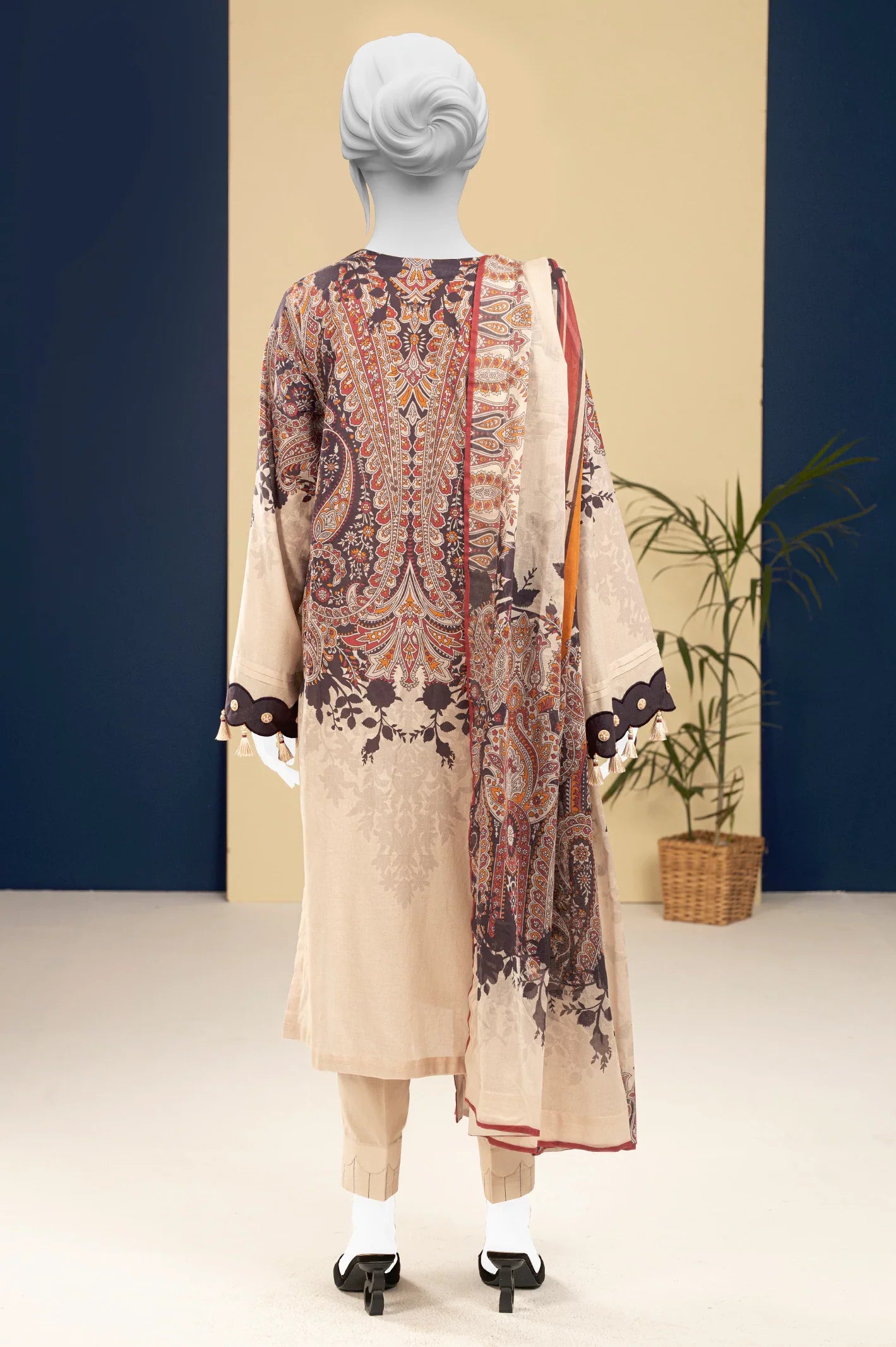 Lawn Dark Beige Printed 3PC Unstitched From Sohaye By Diners