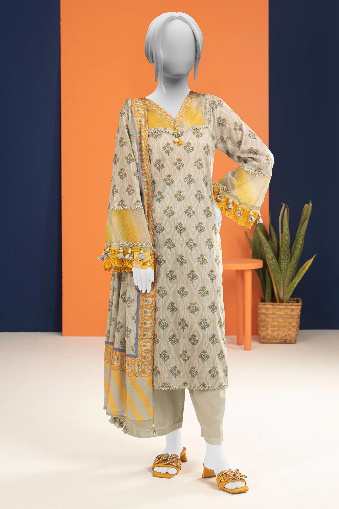 Lawn Grey Printed 3PC Unstitched From Sohaye By Diners