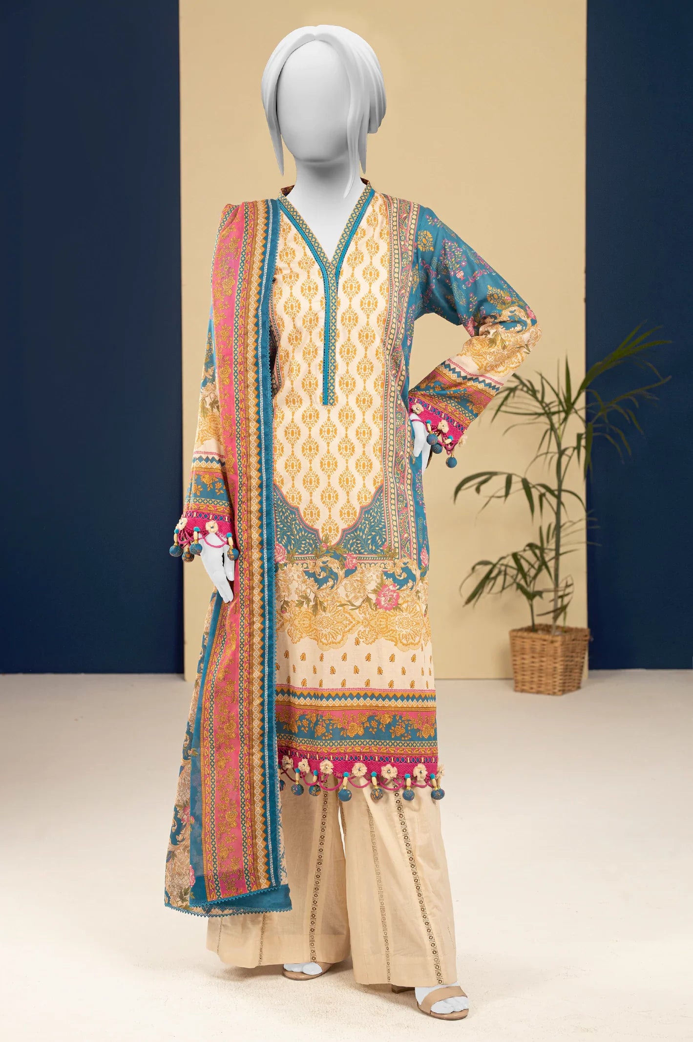 Lawn Blue Printed 3PC Unstitched From Sohaye By Diners