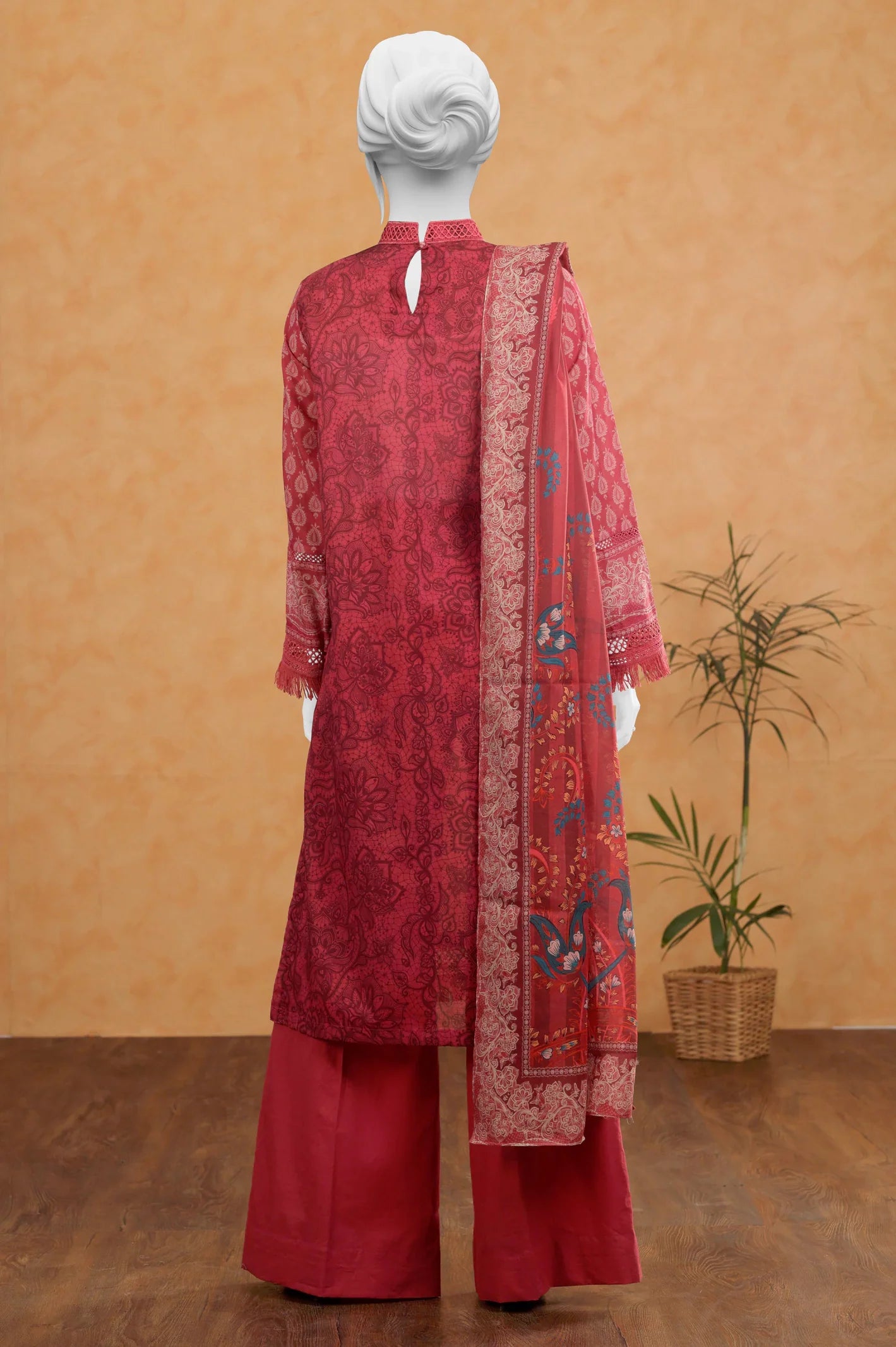 Red Printed 3PC UnstitchedFrom Sohaye By Diners