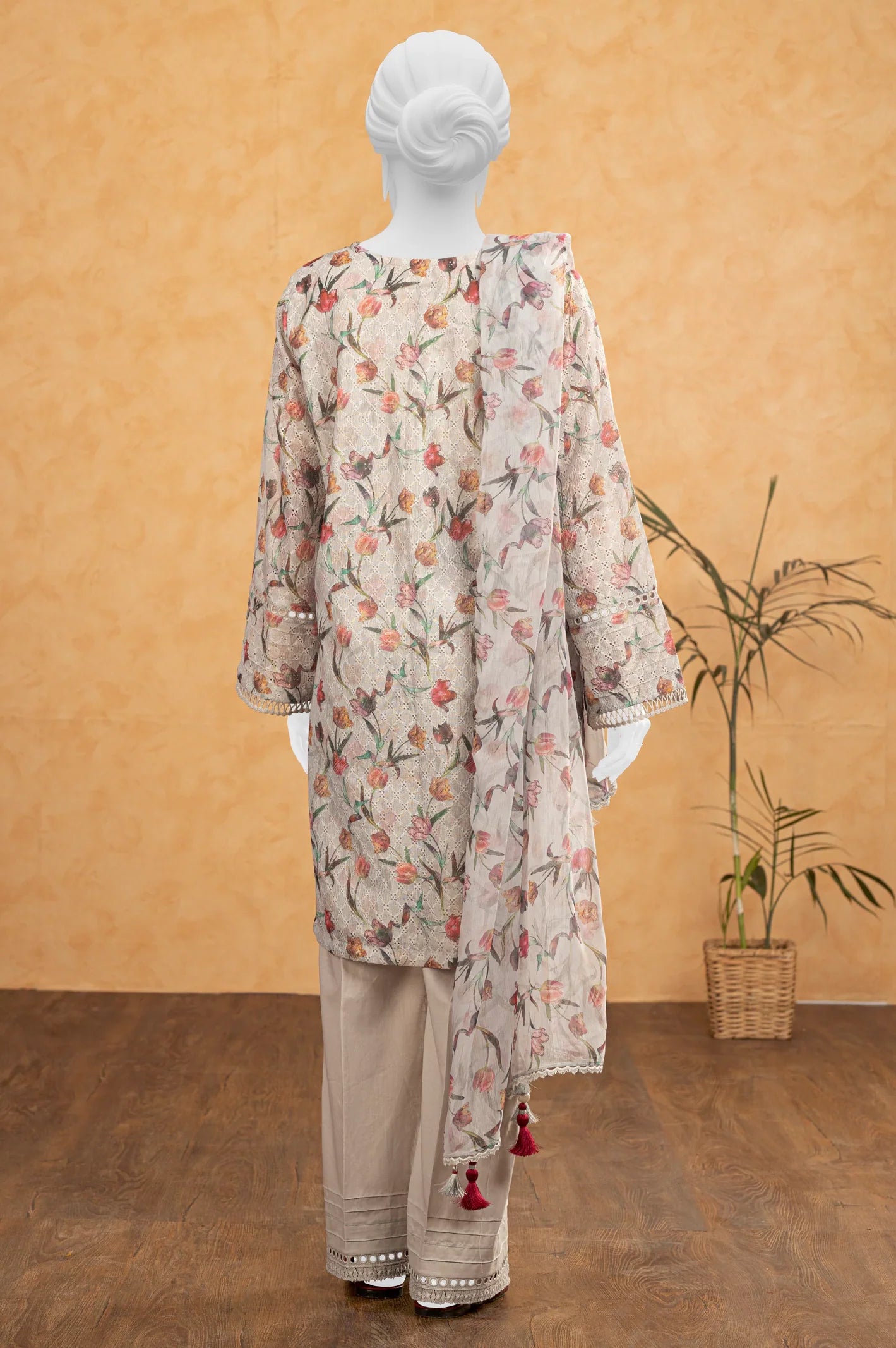 Light Beige Shiffli Printed 3PC Unstitched From Sohaye By Diners
