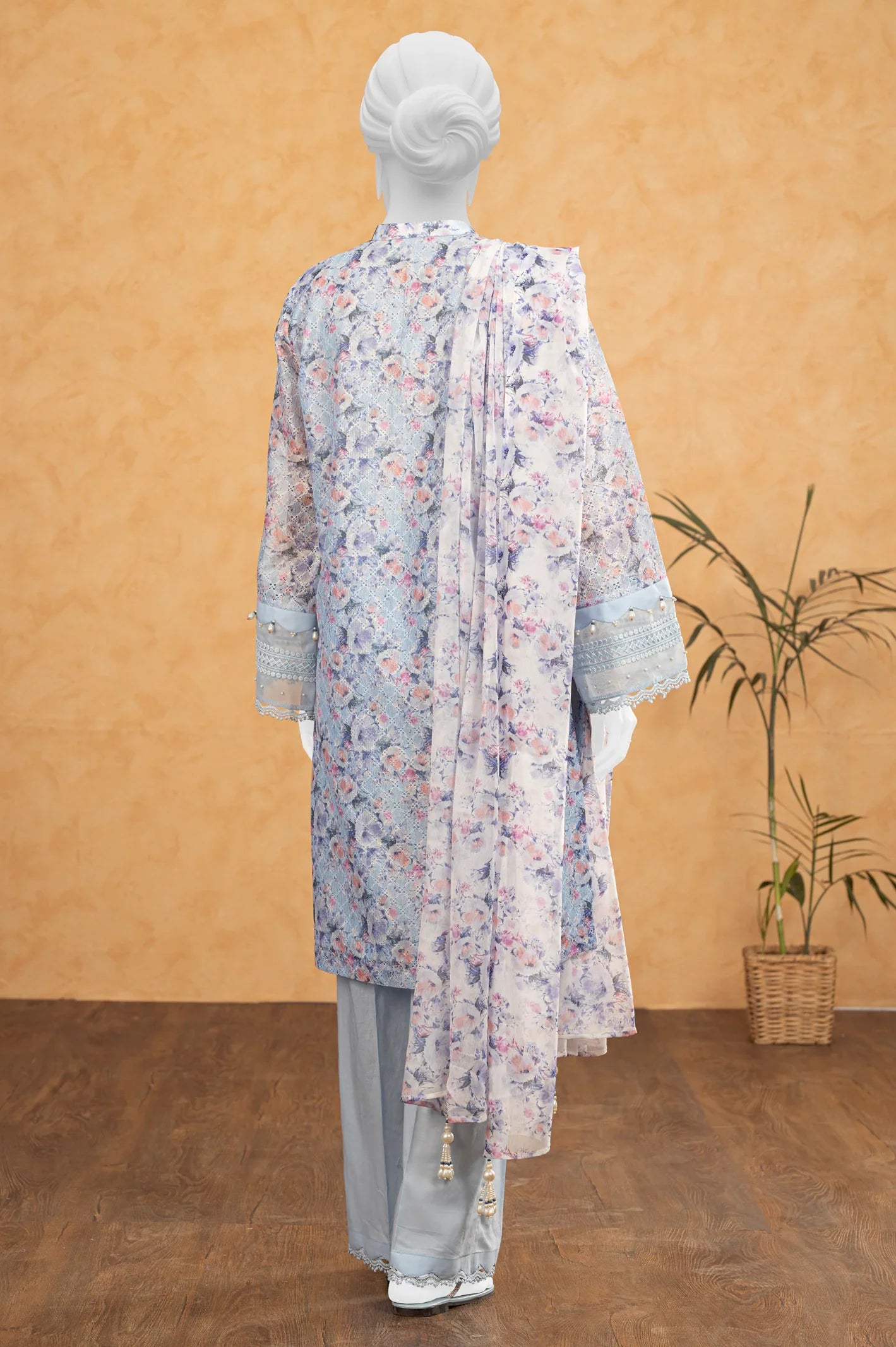 Light Blue Shiffli Printed 3PC Unstitched From Sohaye By Diners
