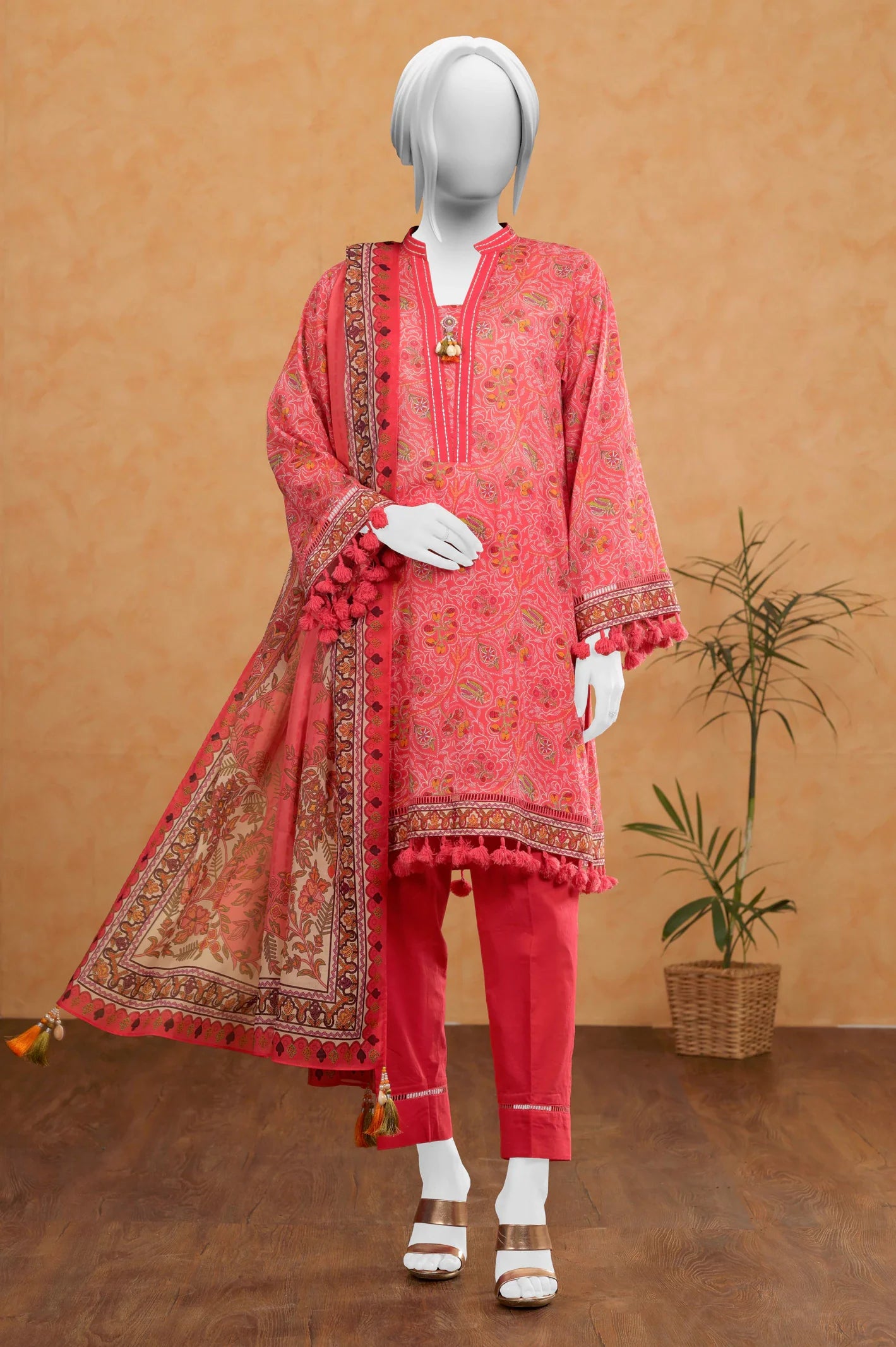 Pink Printed 3PC UnstitchedFrom Sohaye By Diners