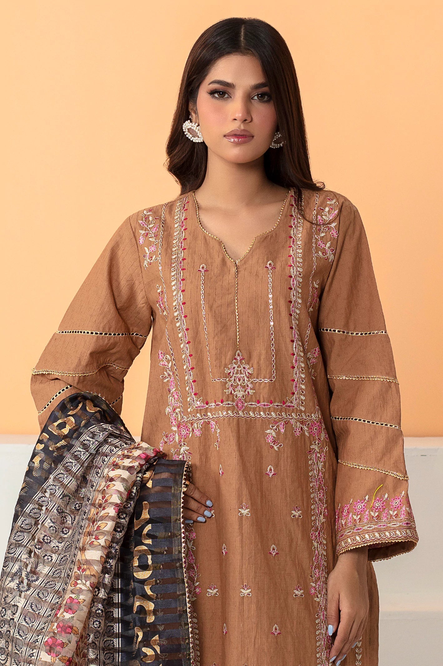 Jacquard Embroidered 2PC Unstitched Suit From Sohaye By Diners