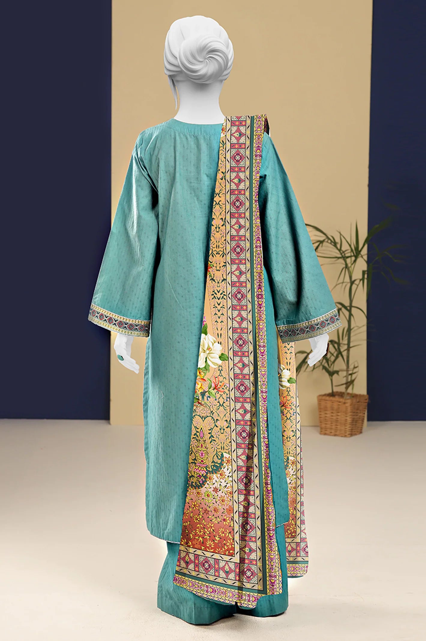Green Embroidered Unstitched Shirt & Dupatta From Sohaye By Diner