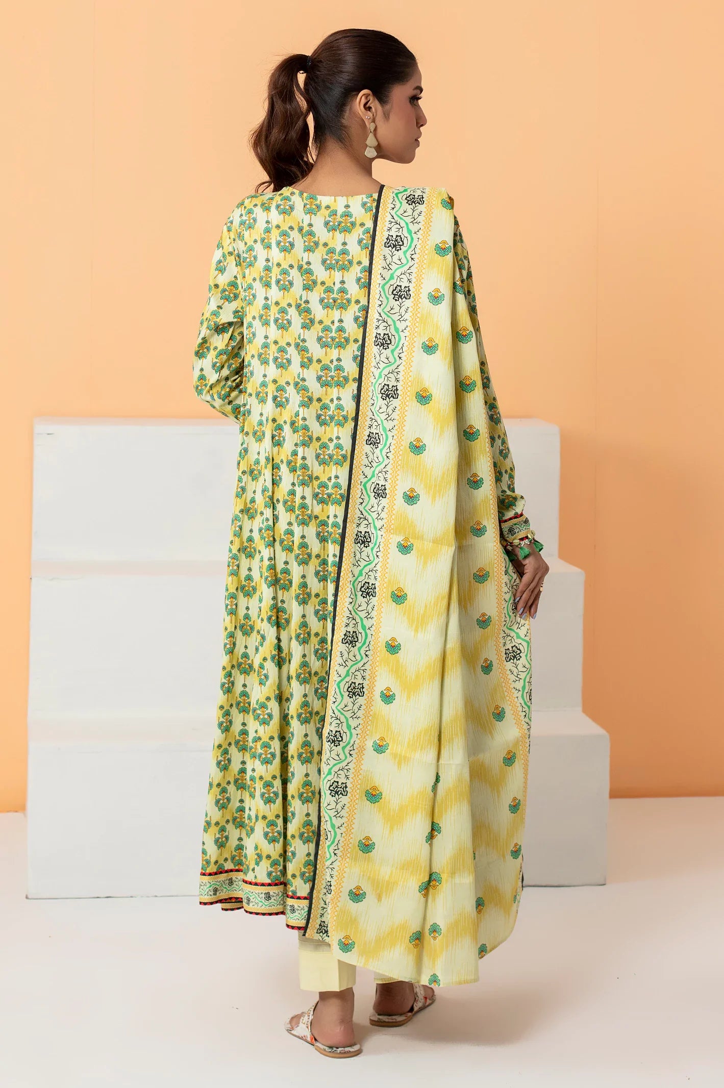 Light Green Viscose Printed Unstitched Shirt & Dupatta From Sohaye By Diners