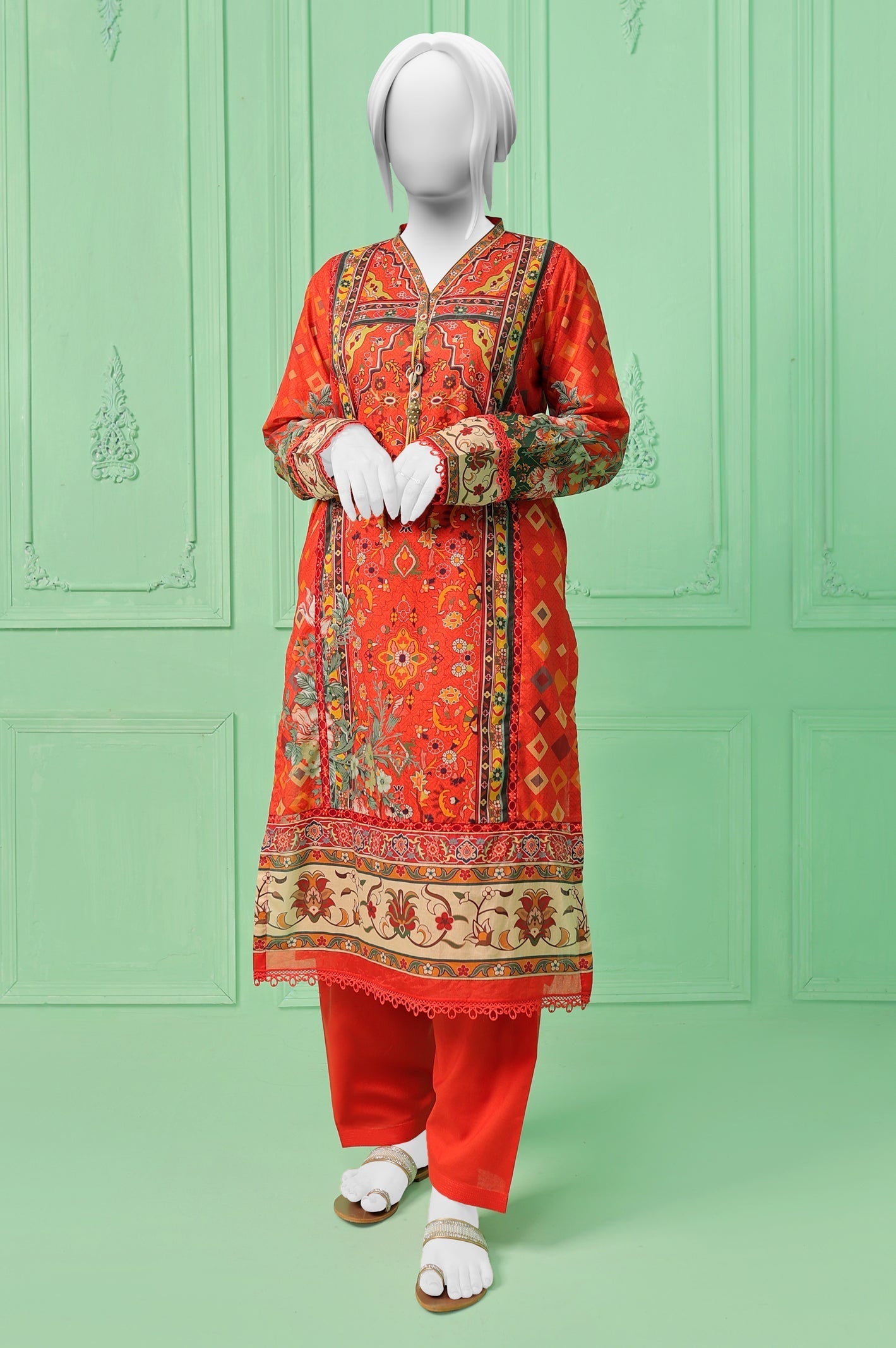 2PC Unstitched Lawn Printed Suit - Diners